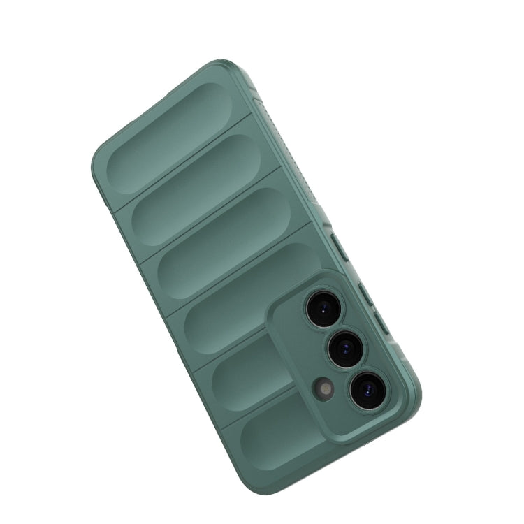 For Samsung Galaxy S25 5G Magic Shield TPU + Flannel Phone Case(Dark Green)