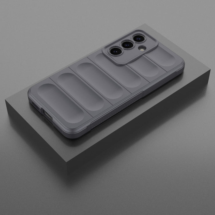 For Samsung Galaxy S25 5G Magic Shield TPU + Flannel Phone Case(Dark Grey)