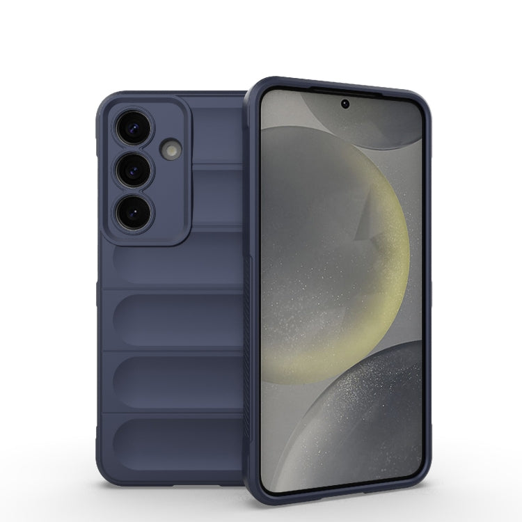 For Samsung Galaxy S25 5G Magic Shield TPU + Flannel Phone Case(Dark Blue)