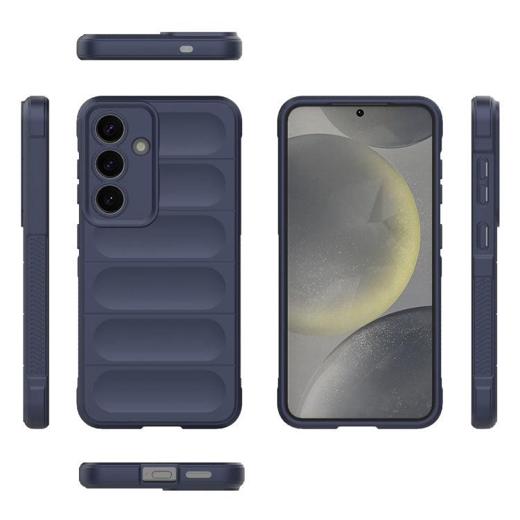 For Samsung Galaxy S25 5G Magic Shield TPU + Flannel Phone Case(Dark Blue)