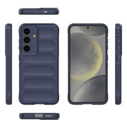 For Samsung Galaxy S25 5G Magic Shield TPU + Flannel Phone Case(Dark Blue)
