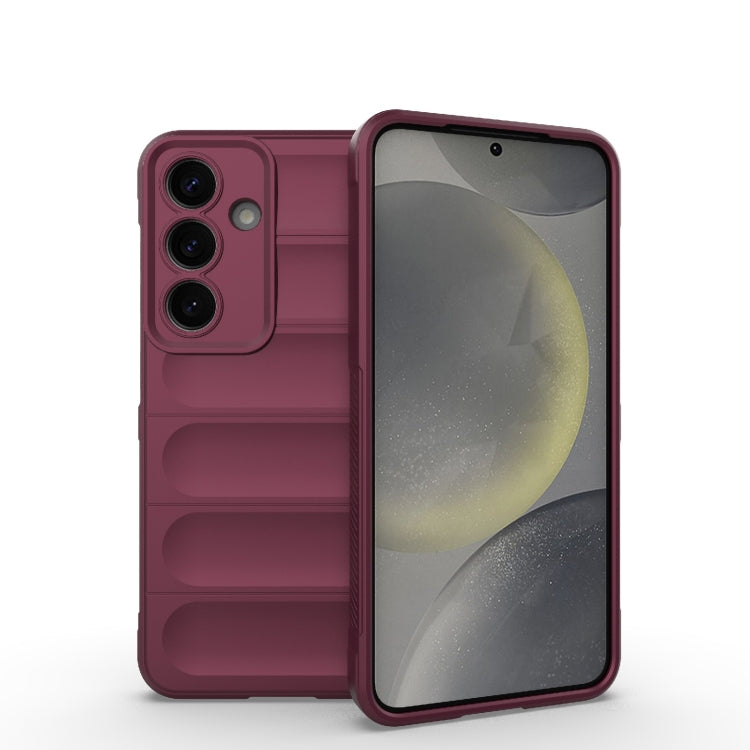 For Samsung Galaxy S25 5G Magic Shield TPU + Flannel Phone Case(Wine Red)