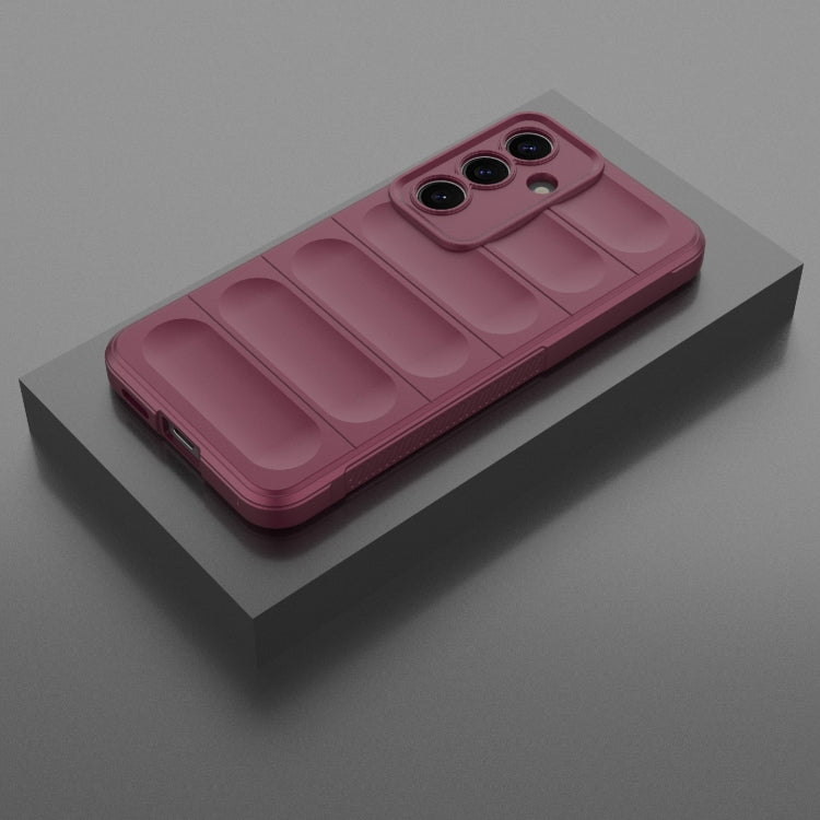 For Samsung Galaxy S25 5G Magic Shield TPU + Flannel Phone Case(Wine Red)