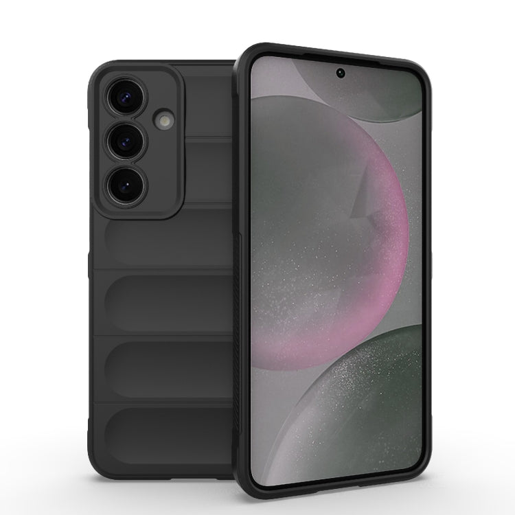For Samsung Galaxy S25+ 5G Magic Shield TPU + Flannel Phone Case(Black)