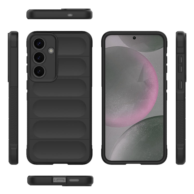 For Samsung Galaxy S25+ 5G Magic Shield TPU + Flannel Phone Case(Black)