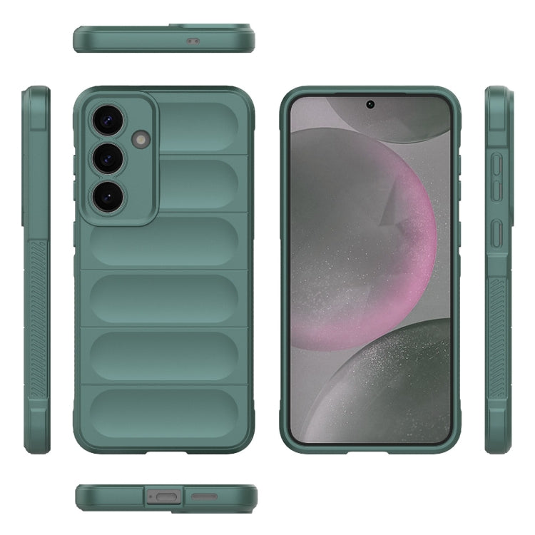 For Samsung Galaxy S25+ 5G Magic Shield TPU + Flannel Phone Case(Dark Green)