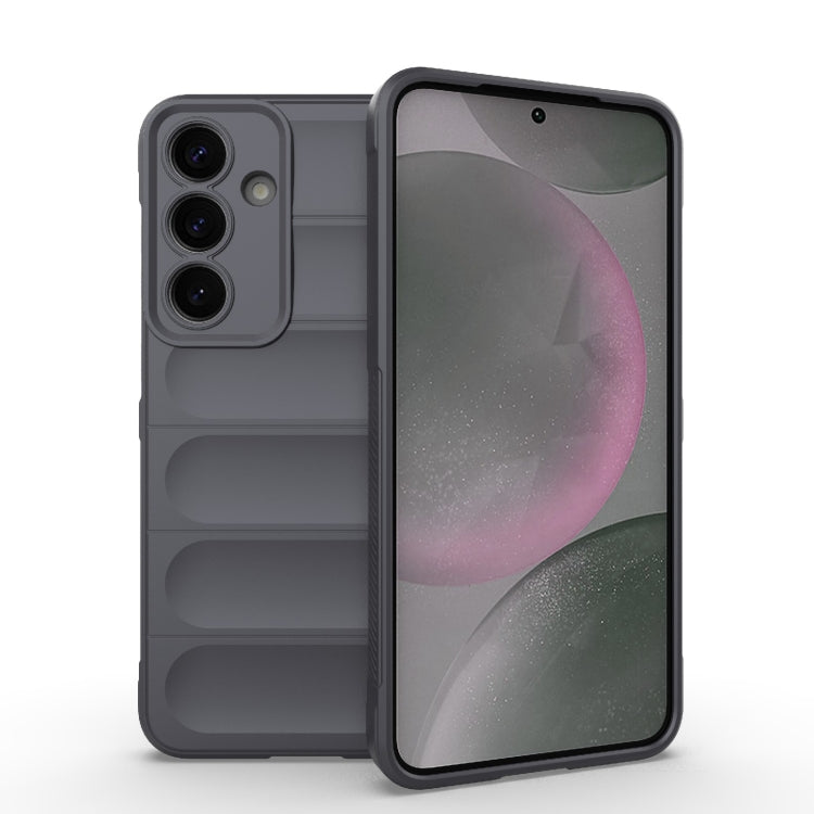 For Samsung Galaxy S25+ 5G Magic Shield TPU + Flannel Phone Case(Dark Grey)
