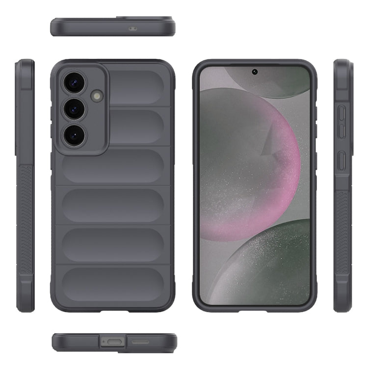 For Samsung Galaxy S25+ 5G Magic Shield TPU + Flannel Phone Case(Dark Grey)