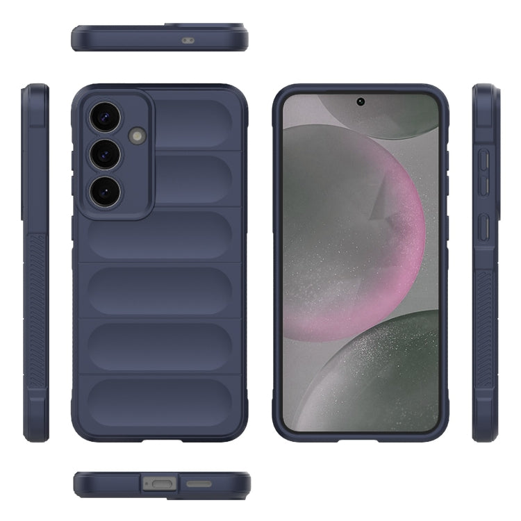 For Samsung Galaxy S25+ 5G Magic Shield TPU + Flannel Phone Case(Dark Blue)