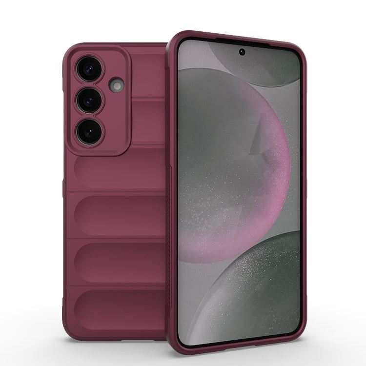 For Samsung Galaxy S25+ 5G Magic Shield TPU + Flannel Phone Case(Wine Red)