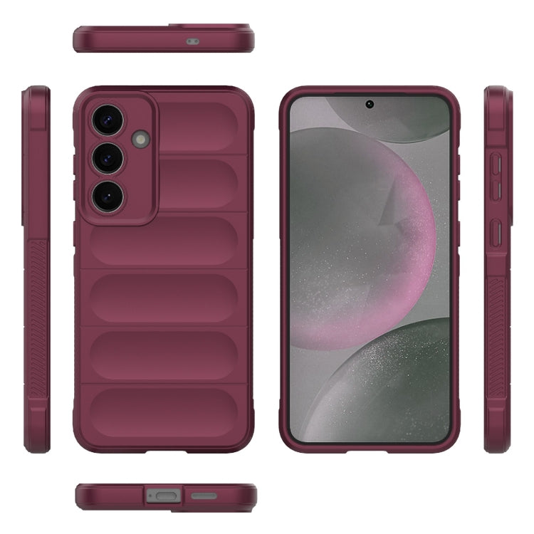 For Samsung Galaxy S25+ 5G Magic Shield TPU + Flannel Phone Case(Wine Red)