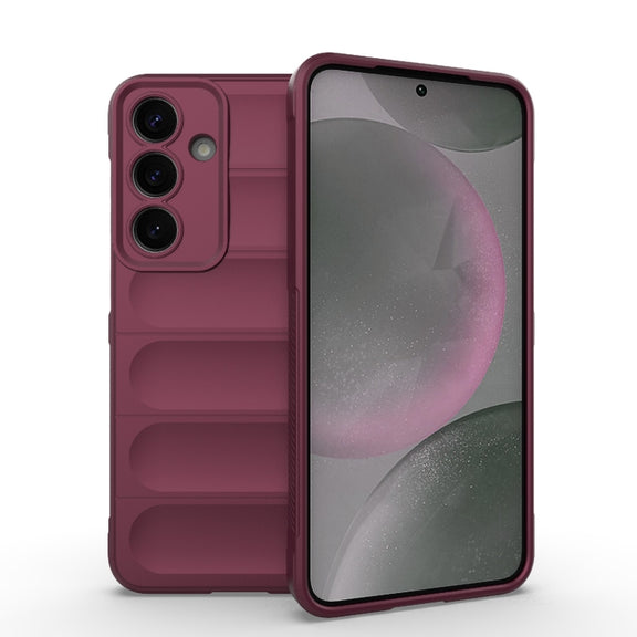 For Samsung Galaxy S25+ 5G Magic Shield TPU + Flannel Phone Case(Wine Red)