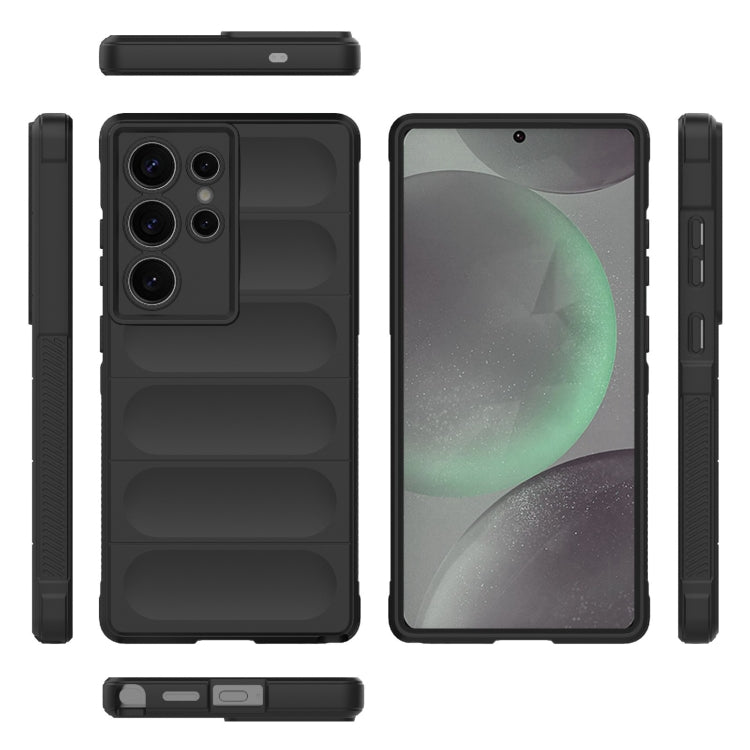 For Samsung Galaxy S25 Ultra 5G Magic Shield TPU + Flannel Phone Case(Black)