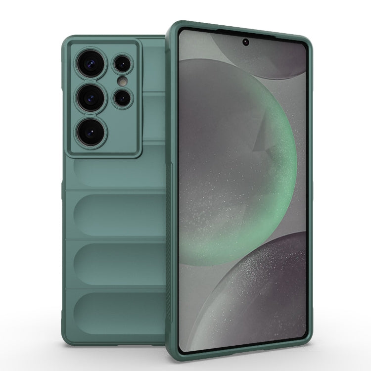 For Samsung Galaxy S25 Ultra 5G Magic Shield TPU + Flannel Phone Case(Dark Green)