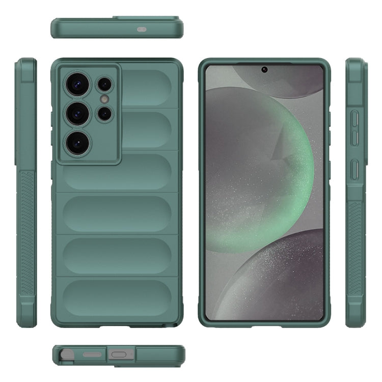 For Samsung Galaxy S25 Ultra 5G Magic Shield TPU + Flannel Phone Case(Dark Green)
