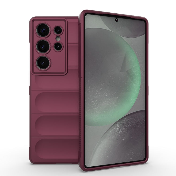 For Samsung Galaxy S25 Ultra 5G Magic Shield TPU + Flannel Phone Case(Wine Red)