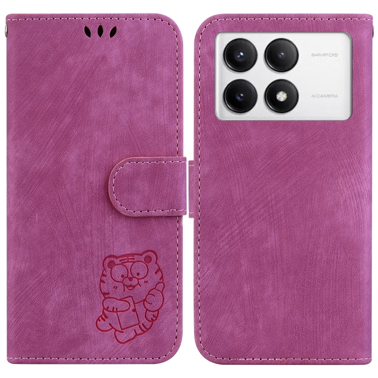 For Redmi K70 / K70 Pro Little Tiger Embossed Leather Phone Case(Rose Red)