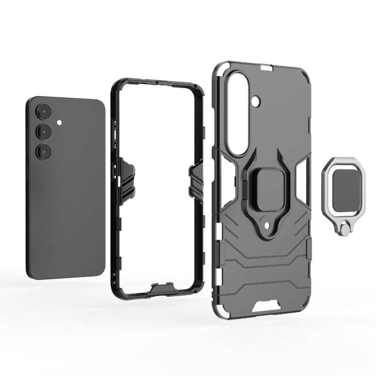 For Samsung Galaxy S25 5G PC + TPU Shockproof Protective Phone Case with Magnetic Ring Holder(Navy Blue)