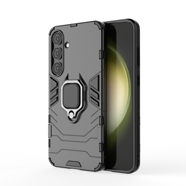 For Samsung Galaxy S25+ 5G PC + TPU Shockproof Protective Phone Case with Magnetic Ring Holder(Black)