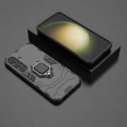 For Samsung Galaxy S25+ 5G PC + TPU Shockproof Protective Phone Case with Magnetic Ring Holder(Black)