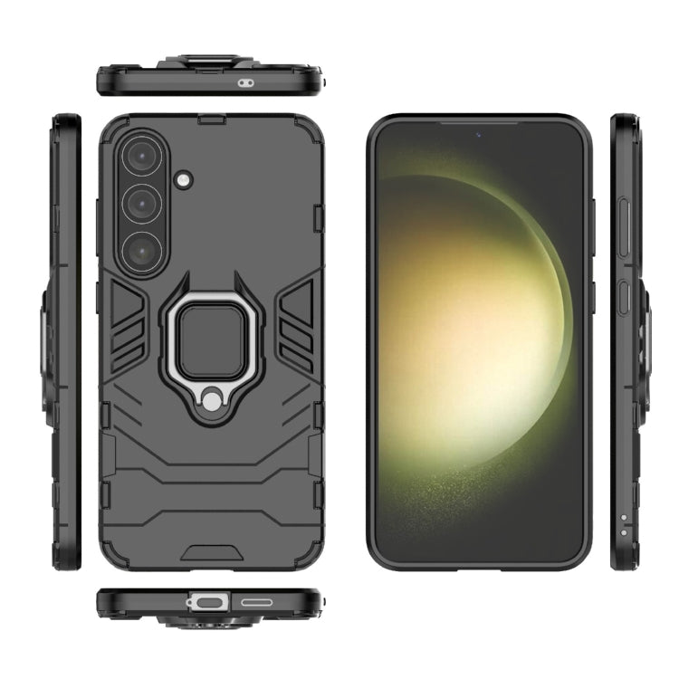 For Samsung Galaxy S25+ 5G PC + TPU Shockproof Protective Phone Case with Magnetic Ring Holder(Black)