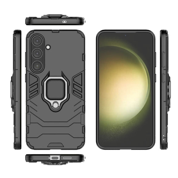 For Samsung Galaxy S25+ 5G PC + TPU Shockproof Protective Phone Case with Magnetic Ring Holder(Black)