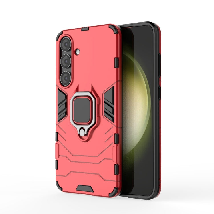 For Samsung Galaxy S25+ 5G PC + TPU Shockproof Protective Phone Case with Magnetic Ring Holder(Red)