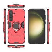 For Samsung Galaxy S25+ 5G PC + TPU Shockproof Protective Phone Case with Magnetic Ring Holder(Red)