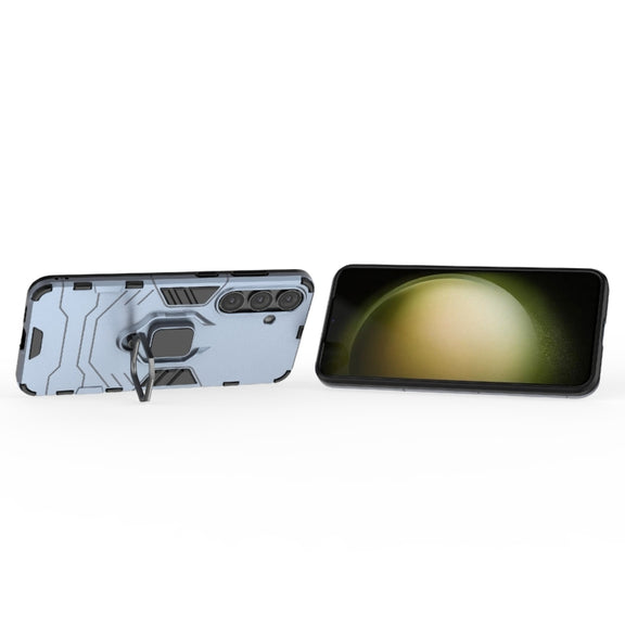 For Samsung Galaxy S25+ 5G PC + TPU Shockproof Protective Phone Case with Magnetic Ring Holder(Navy Blue)