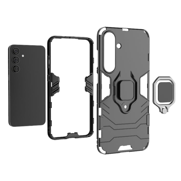 For Samsung Galaxy S25+ 5G PC + TPU Shockproof Protective Phone Case with Magnetic Ring Holder(Navy Blue)