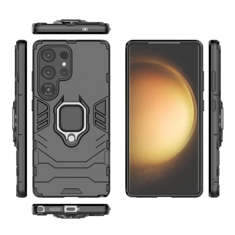 For Samsung Galaxy S25 Ultra 5G PC + TPU Shockproof Protective Phone Case with Magnetic Ring Holder(Black)