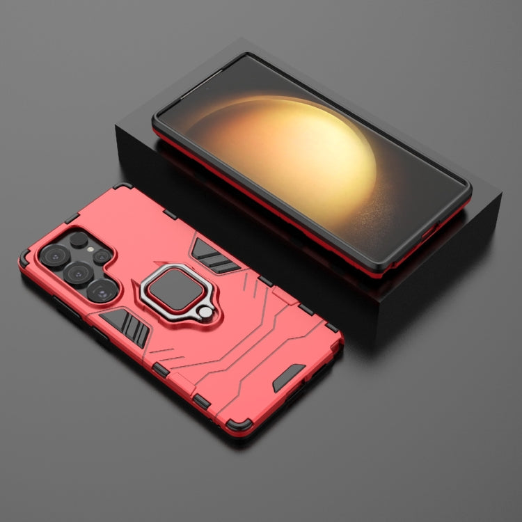 For Samsung Galaxy S25 Ultra 5G PC + TPU Shockproof Protective Phone Case with Magnetic Ring Holder(Red)