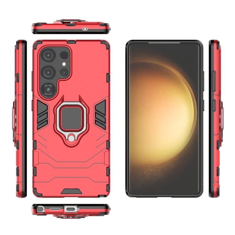 For Samsung Galaxy S25 Ultra 5G PC + TPU Shockproof Protective Phone Case with Magnetic Ring Holder(Red)