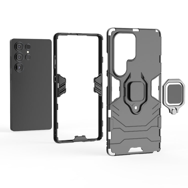 For Samsung Galaxy S25 Ultra 5G PC + TPU Shockproof Protective Phone Case with Magnetic Ring Holder(Red)
