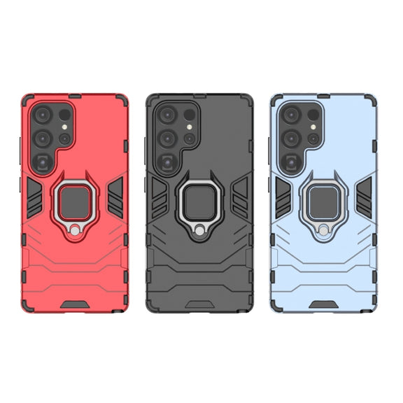 For Samsung Galaxy S25 Ultra 5G PC + TPU Shockproof Protective Phone Case with Magnetic Ring Holder(Red)