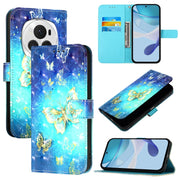 For Honor Magic6 Pro Global 3D Painting Horizontal Flip Leather Phone Case(Golden Butterfly)