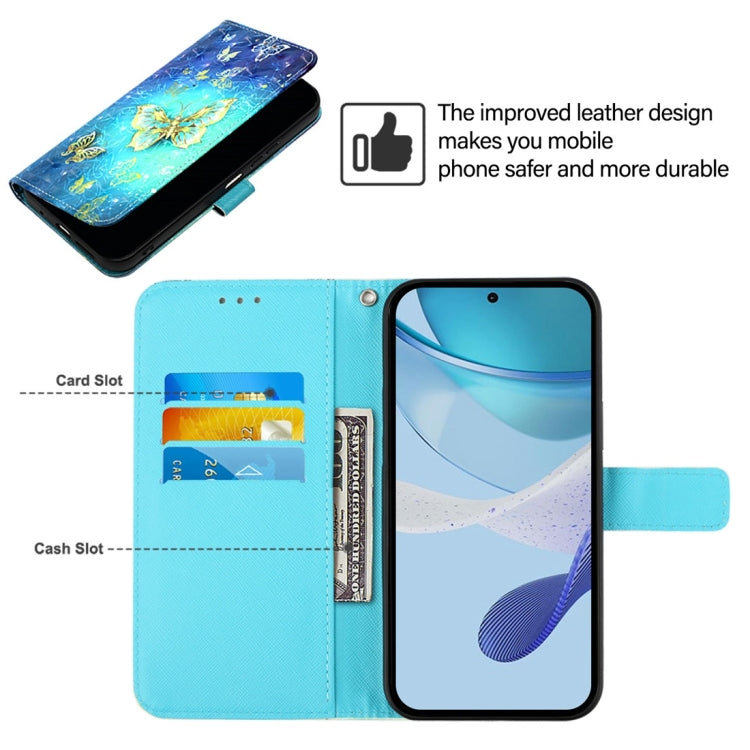 For Honor Magic6 Pro Global 3D Painting Horizontal Flip Leather Phone Case(Golden Butterfly)