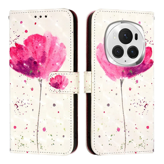 For Honor Magic6 Pro Global 3D Painting Horizontal Flip Leather Phone Case(Flower)