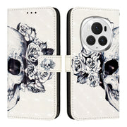 For Honor Magic6 Pro Global 3D Painting Horizontal Flip Leather Phone Case(Skull)