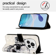 For Honor Magic6 Pro Global 3D Painting Horizontal Flip Leather Phone Case(Skull)
