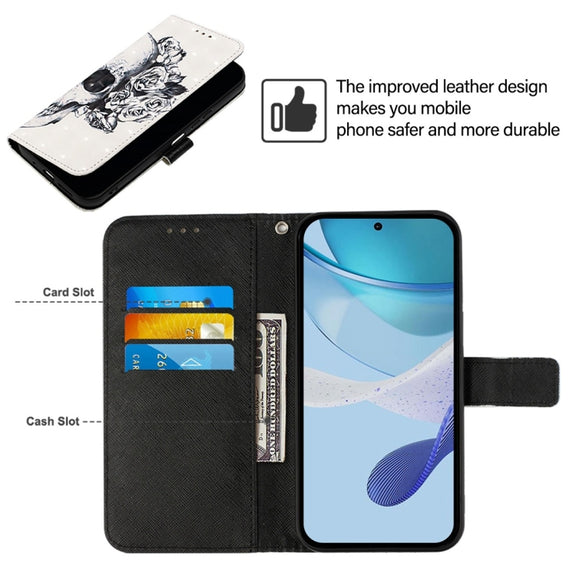 For Honor Magic6 Pro Global 3D Painting Horizontal Flip Leather Phone Case(Skull)