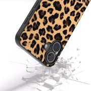 For iPhone 16 Plus Black Frame Leopard Phone Case(Leopard Print)