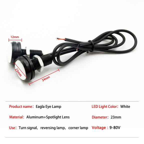 10pcs 23mm 1.5W DC12V Motorcycle Eagle Eye Light Double Lens Strobe Light(White Light)