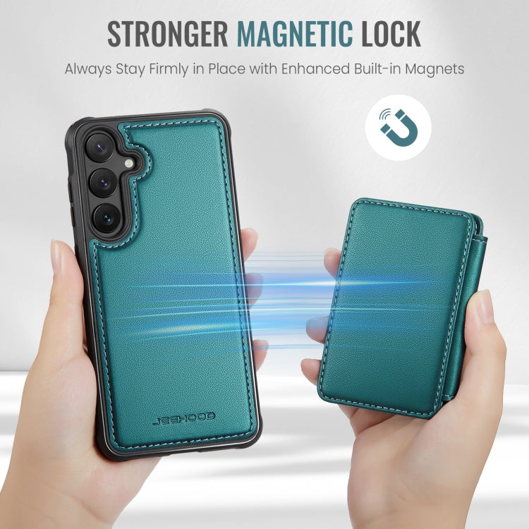 For Samsung Galaxy S24 5G JEEHOOD J05 Business Magnetic Style RFID Leather Phone Case(Blue Green)