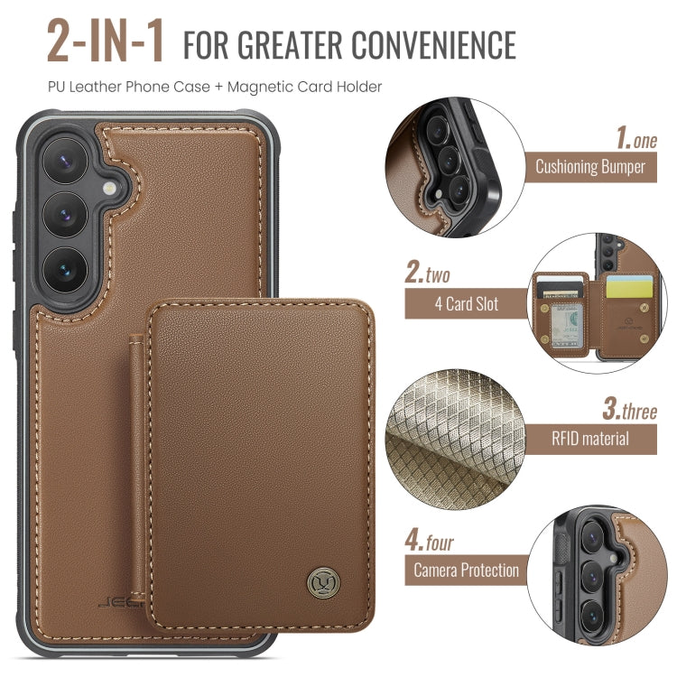 For Samsung Galaxy S24 5G JEEHOOD J05 Business Magnetic Style RFID Leather Phone Case(Brown)