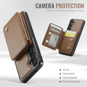 For Samsung Galaxy S24 5G JEEHOOD J05 Business Magnetic Style RFID Leather Phone Case(Brown)