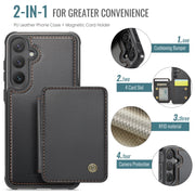 For Samsung Galaxy S24+ 5G JEEHOOD J05 Business Magnetic Style RFID Leather Phone Case(Black)