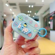 For AirPods Pro 2 Fresh 3D Text Skin Feel Earbuds Box PC Case(Blue)