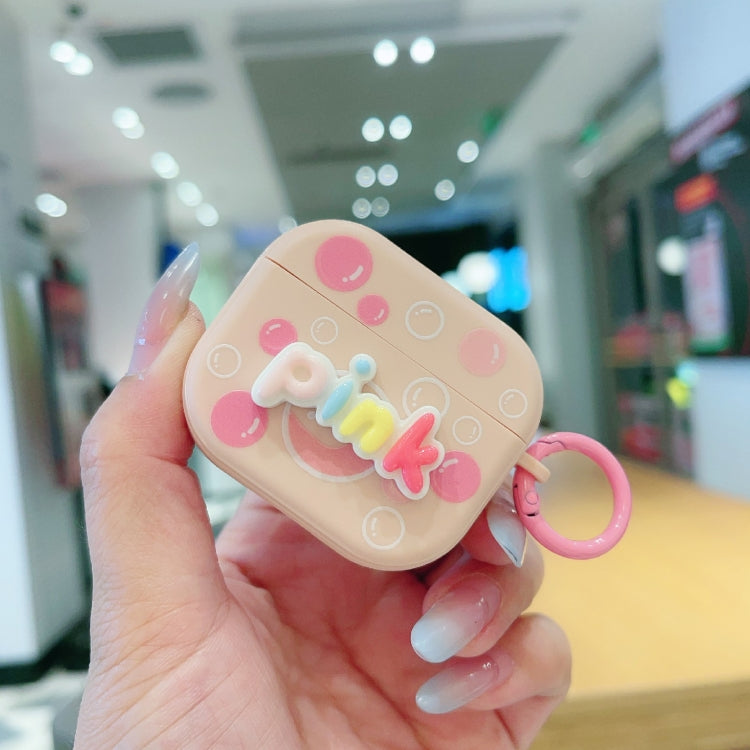 For AirPods 3 Fresh 3D Text Skin Feel Earbuds Box PC Case(Pink)