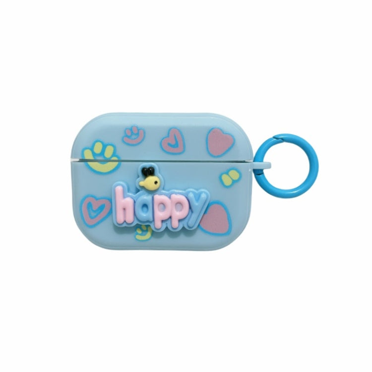 For AirPods Pro Fresh 3D Text Skin Feel Earbuds Box PC Case(Blue)